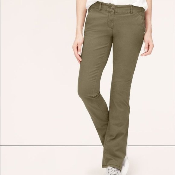 Ann Taylor LOFT Pant Trouser Olive Dusty Green Boot Cut Flare Classic Twill 6 - Picture 9 of 9